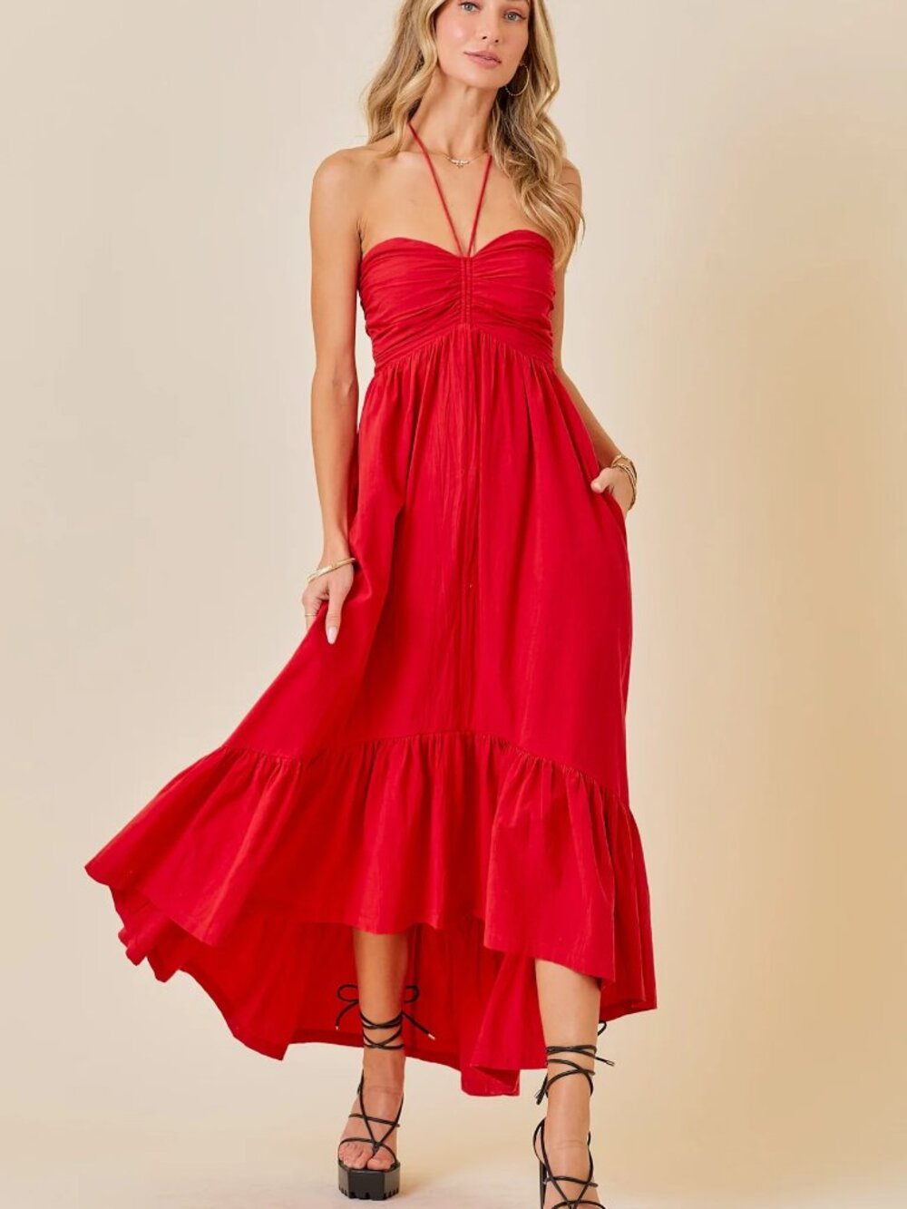 DAY + MOON "Stop & Stare" Ruffle Hem Midi Dress